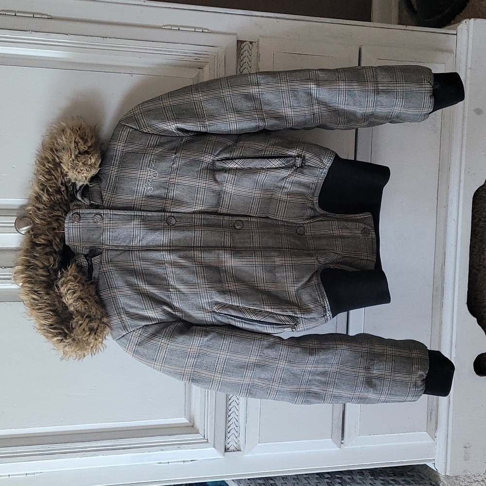 Sean John Puffer Plaid Coat